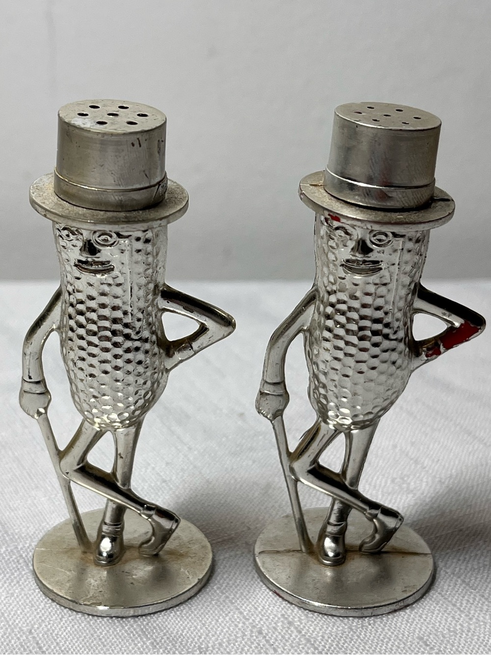 Vintage Mr. Peanut salt and pepper shakers
silver-tone plastic
Collectible
